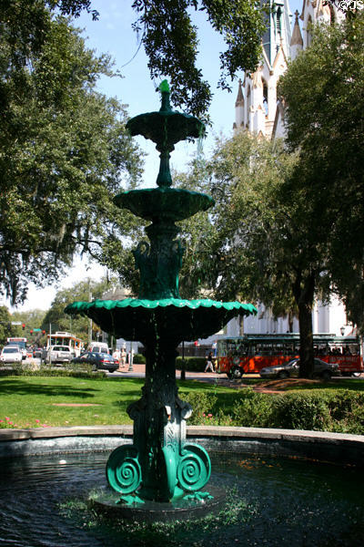 Fountain at center of Lafayette Square. Savannah, GA.