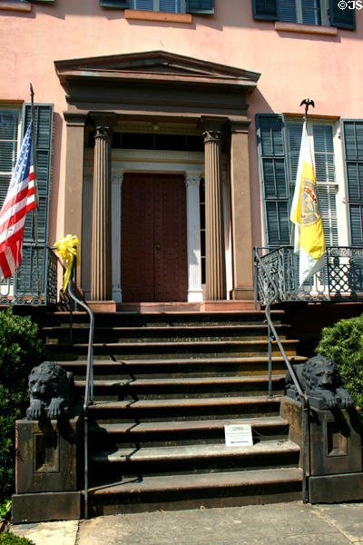 Front door of Andrew Low House welcomed guests like Robert E. Lee & William Makepeace Thackeray. Savannah, GA.