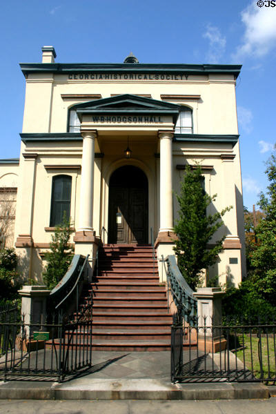 Georgia Historical Society (Hodgson Hall) (1874-5) (501 Whitaker St. on Forsyth Park) built as memorial to scholar William Brown Hodgson. Savannah, GA.