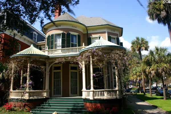 Joseph B. Chesnutt house (1897) (Whitaker at West Hall Sts. on Forsyth Park). Savannah, GA. Style: Queen Anne.