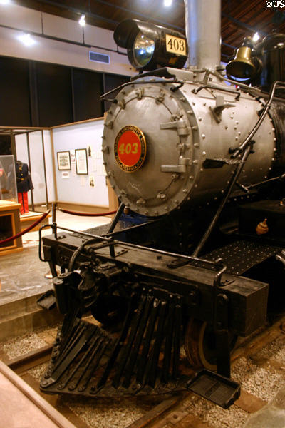 Cowcatcher of 1890 Baldwin locomotive at Savannah History Museum. Savannah, GA.