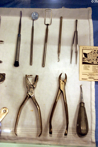 World War I era dental instruments used until 1980 at Savannah History Museum. Savannah, GA.