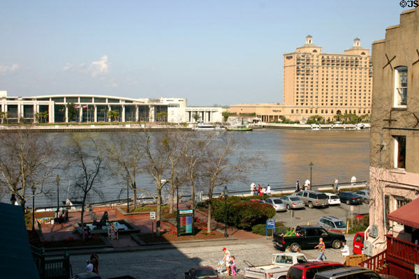 Convention Center & Westin Savannah Harbor Resort from Factors Walk. Savannah, GA.