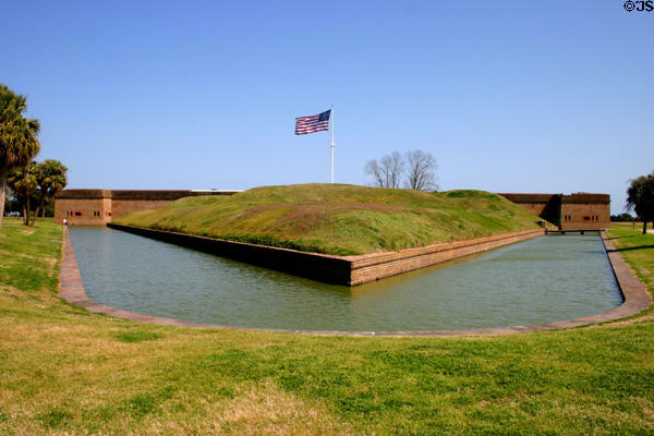 Fort Pulaski Monument (1829-mid 40s) on Cockspur Island was named for Revolutionary War hero General Casimir Pulaski, & was partly engineered by Robert E. Lee. It was site of an important Civil War engagement. GA. On National Register.