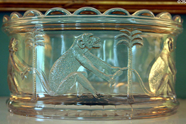 Glass bowl with monkeys at Pebble Hill Plantation. Thomasville, GA.
