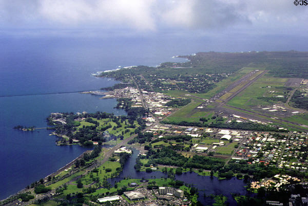 Hilo town from air. Big Island of Hawaii, HI.