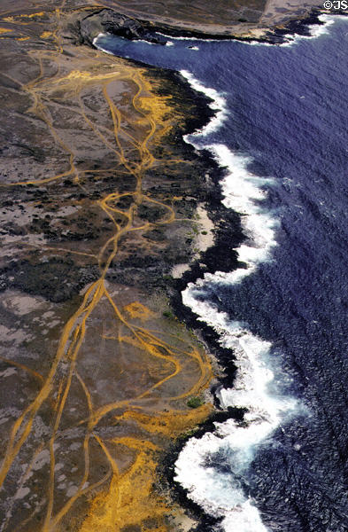 Aerial view of Big Island of Hawaii seacoast. Big Island of Hawaii, HI.
