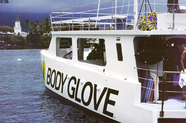Body Glove Cruise boat in harbor of Kailua-Kona. Big Island of Hawaii, HI.