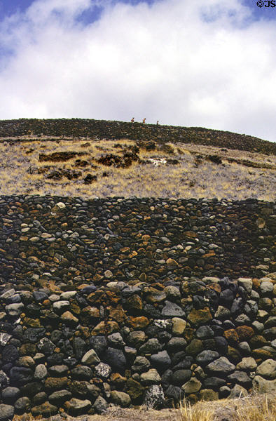Stone walls of Pu'ukohuta Heiau National Historic Site, north of Kona. Big Island of Hawaii, HI.