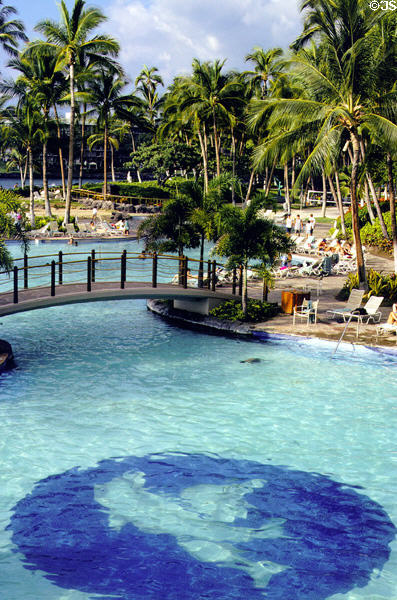 Swimming pool at Hilton Waikoloa Village, Kona coast. Big Island of Hawaii, HI.