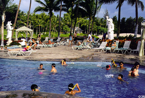 One of several pools at Hilton Waikoloa Village, Kona coast,. Big Island of Hawaii, HI.