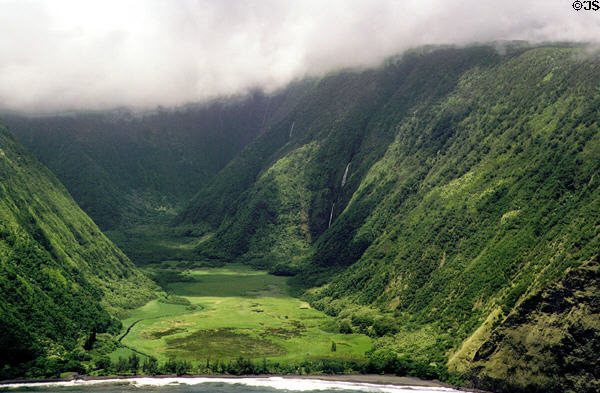 Some valley on northern tip of Big Island of Hawaii can only be seen from air. Big Island of Hawaii, HI.