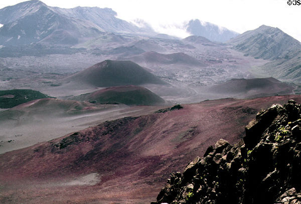 Cratered landscape of Haleakala National Park. Maui, HI.