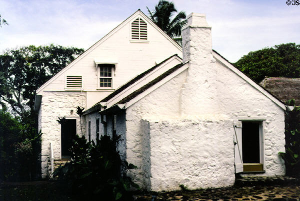 Bailey House Museum in Wailuku (1834) former home of Edward Bailey family 1837-1882. Maui, HI.