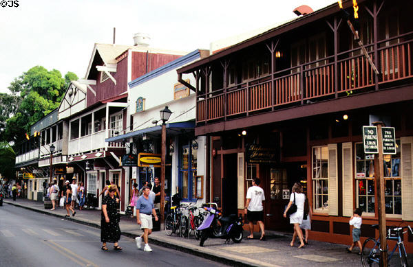 Frontier-style buildings on Front Street in Lahaina. Maui, HI.