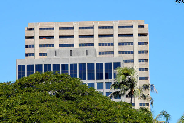 Pacific Tower of Bishop Square over Central Pacific Plaza. Honolulu, HI.