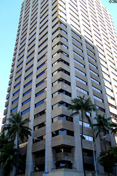 Corner view of Pacific Tower of Bishop Square (aka American Savings Bank Tower). Honolulu, HI.