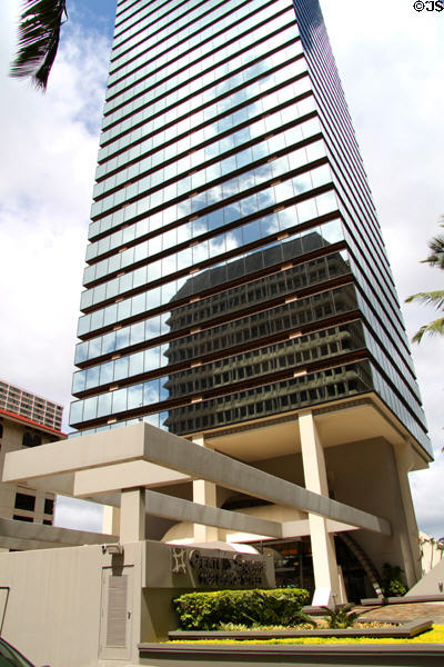 Post modern entrance of Century Square. Honolulu, HI.