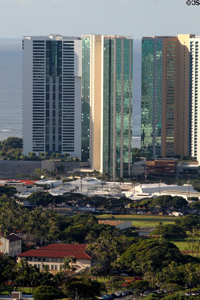 Nauru (1992) (1330 Ala Moana), Koolani (2006) (1177 Queen St.) & Hokua (2006) (1288 Ala Moana) Towers. Honolulu, HI.