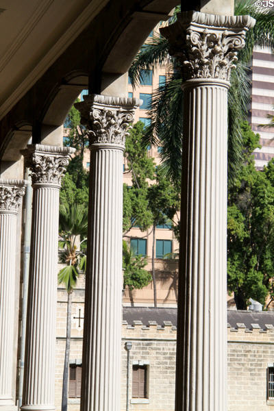 Columns on porch of 'lolani Palace. Honolulu, HI.