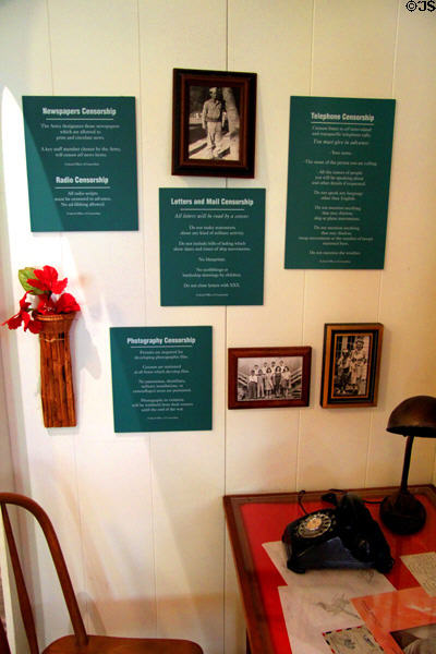 Censorship rules during WW II exhibit at Ali'iolani Hale (Old Courthouse) museum. Honolulu, HI.