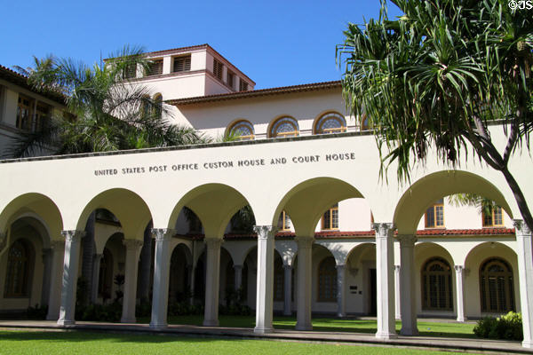 US Post Office, Custom House & Court House (1922) (335 S. King St.). Honolulu, HI. Style: Mediterranean. Architect: York & Sawyer. On National Register.