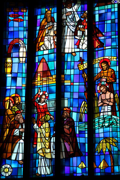 History of religion on St. Andrew's Cathedral's Great West Window. Honolulu, HI.