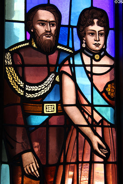 Kamehameha IV & Queen Emma on St. Andrew's Cathedral's Great West Window. Honolulu, HI.