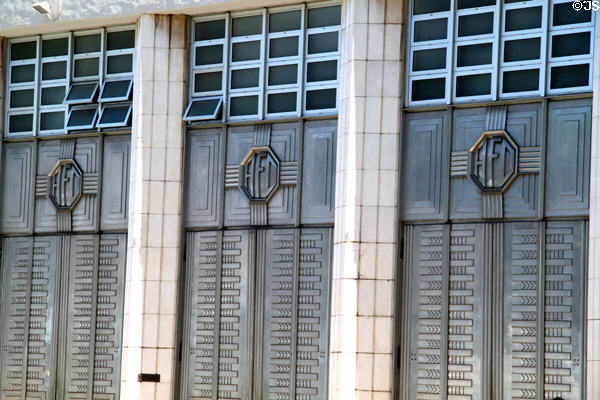 Metal doors with Octagon design of Honolulu Fire Department Building. Honolulu, HI.