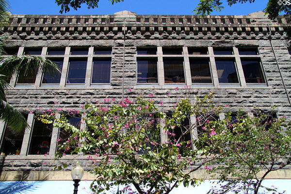 Stone heritage building on Fort Street Mall (1184 Fort St. Mall) used by Hawaii Pacific University. Honolulu, HI.