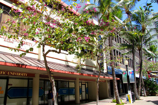 Hawaii Pacific University heritage buildings along Fort Street Mall. Honolulu, HI.