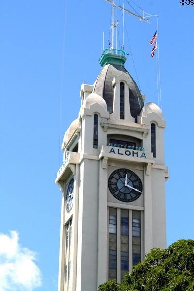 Aloha Tower (1926) detail. Honolulu, HI.