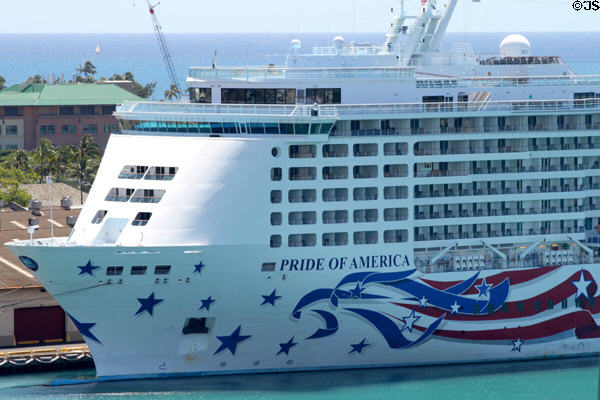 Bow of Pride of America ship. Honolulu, HI.