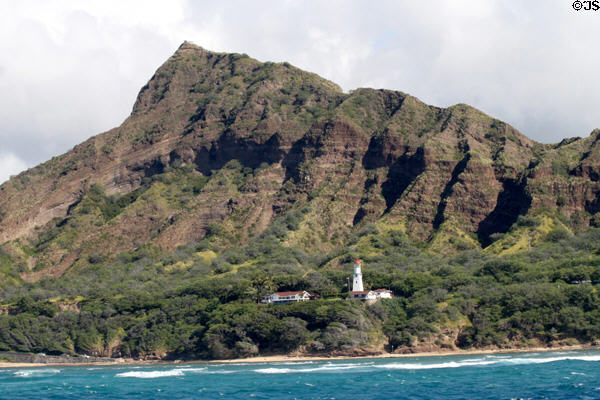 Diamond Head cliffs & lighthouse. Waikiki, HI.