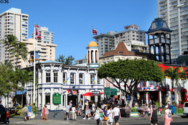 King's Village Shopping Center with features of Victorian village. Waikiki, HI.