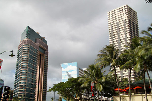Buildings near Waikiki Landmark building. Waikiki, HI.