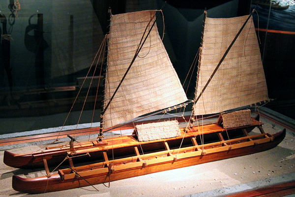 Model of Hawaiian war canoe (c1790) at U.S. Army Museum. Waikiki, HI.