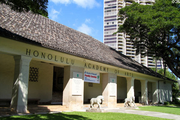 Honolulu Academy of Arts (1927) (900 S. Beretania St.). Honolulu, HI. Architect: Bertram Goodhue. On National Register.