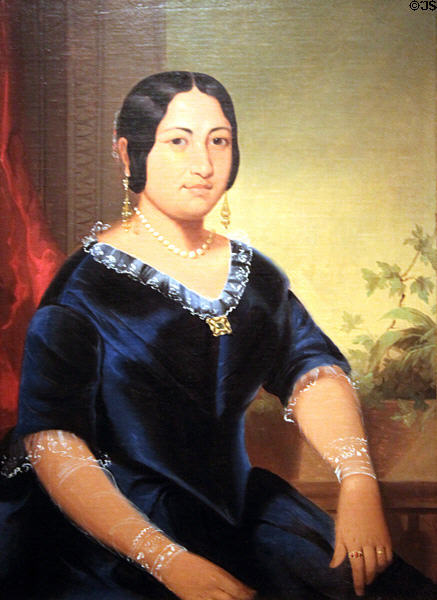 Portrait of Princess Manai'ula Tehuiarii, wife of high chief William Kealaloa Kahanui Sumner (c1848) by John Mix Stanley at Honolulu Academy of Arts. Honolulu, HI.