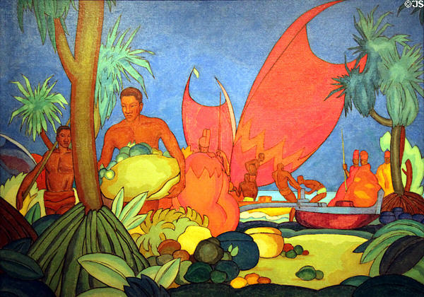 Red Sails painting (1928) by Arman T. Manookian at Honolulu Academy of Arts. Honolulu, HI.