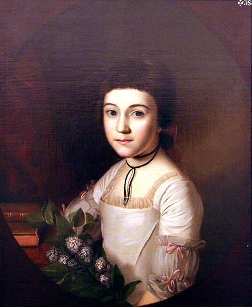 Portrait of Henrietta Maria Bordley (1773) by Charles Willson Peale at Honolulu Academy of Arts. Honolulu, HI.