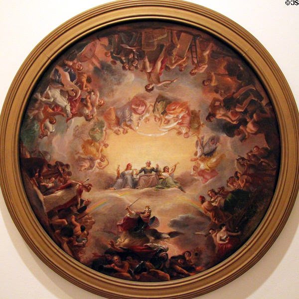Sketch for the Apotheosis of George Washington (c1859) for the dome of the U.S. Capitol building by Constantino Brumidi at Honolulu Academy of Arts. Honolulu, HI.