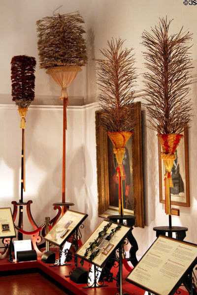 Hawaiian royal feather standards (Kāhili) (prior to 1889) at Bishop Museum. Honolulu, HI.