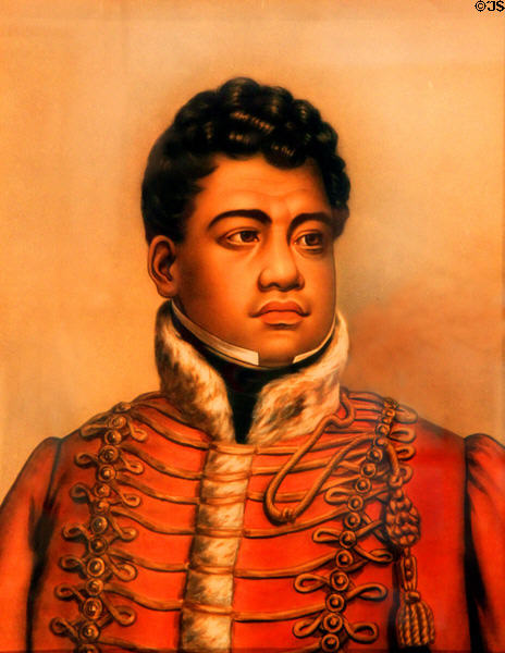 Portrait of King Kamehameha II (c1798-1824) who abolished kapu (taboo system) at Bishop Museum Bishop Museum. Honolulu, HI.