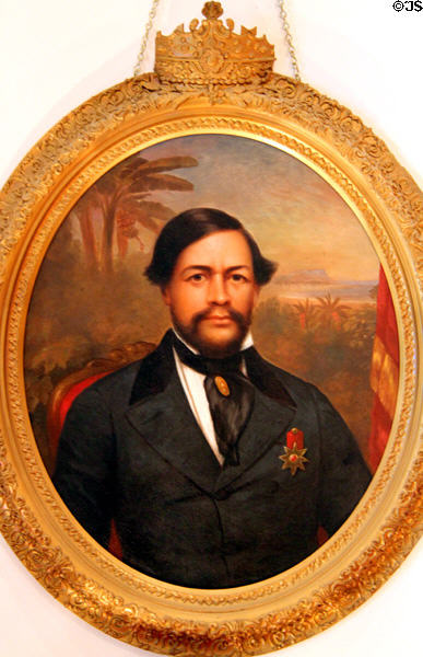 Portrait of King Kamehameha III (1813-1854) who established the Hawaiian constitutional monarchy at Bishop Museum Bishop Museum. Honolulu, HI.