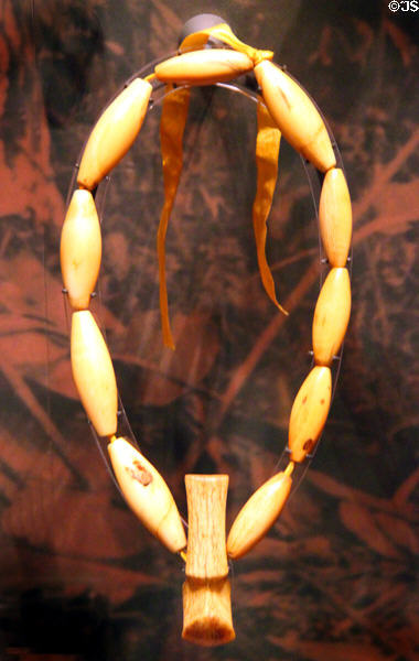 Hawaiian Ivory lei necklace at Bishop Museum. Honolulu, HI.