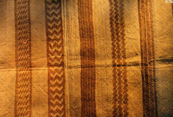 Decorative Hawaiian woven mat at Bishop Museum. Honolulu, HI.
