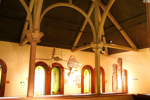 Architecture of Polynesian Hall with south Pacific islands collection at Bishop Museum. Honolulu, HI.