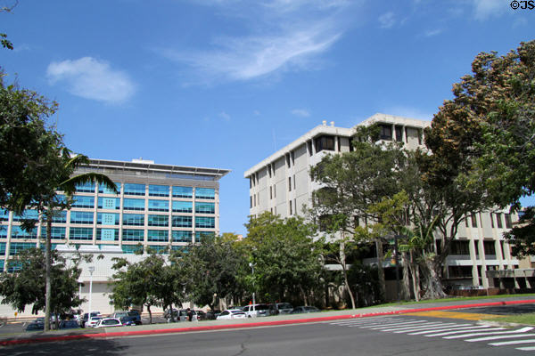 Pacific Ocean Science & Technology (POST) & Marine Sciences buildings at University of Hawai'i. Honolulu, HI.