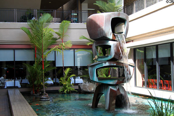 Waiola sculpture fountain (1966) by George Tsutakawa at Ala Moana Shopping Center. Honolulu, HI.